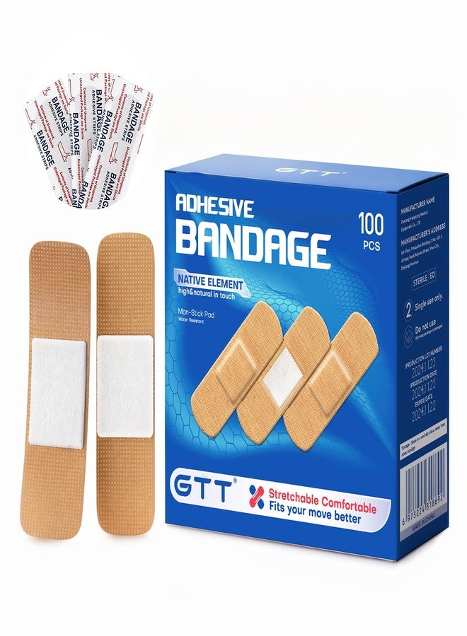 GTT Brand Sterile Flexible Fabric Adhesive Bandages, Comfortable Flexible Protection & Wound Care for Minor Cuts & Scrapes, Pad Designed to Cushion Painful Wounds, One Size 1x3-inch, 100 ct - Image 1